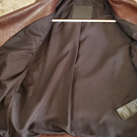 AllSaints Dalby Leather Biker Jacket 4, OXBLOOD BROWN - Picture 6 of 6